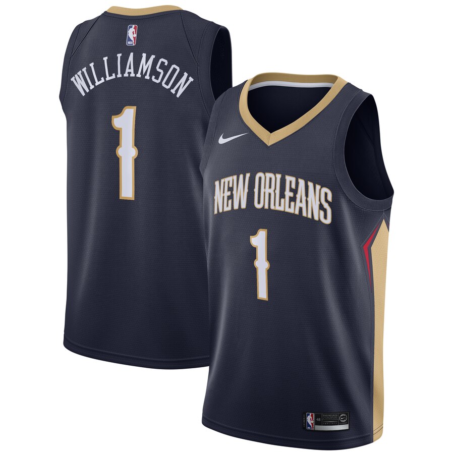 Men's New Orleans Pelicans #1 Zion Williamson Navy Stitched NBA Jersey